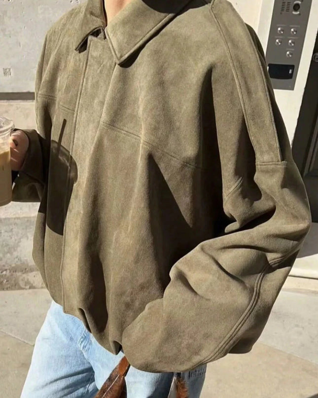 Zip Up Oversized Jacket - Trendsi