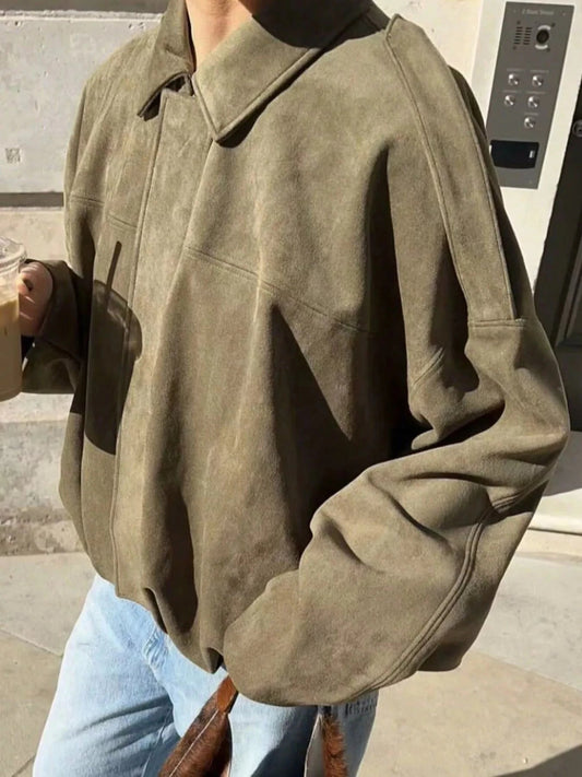 Zip Up Oversized Jacket - Trendsi